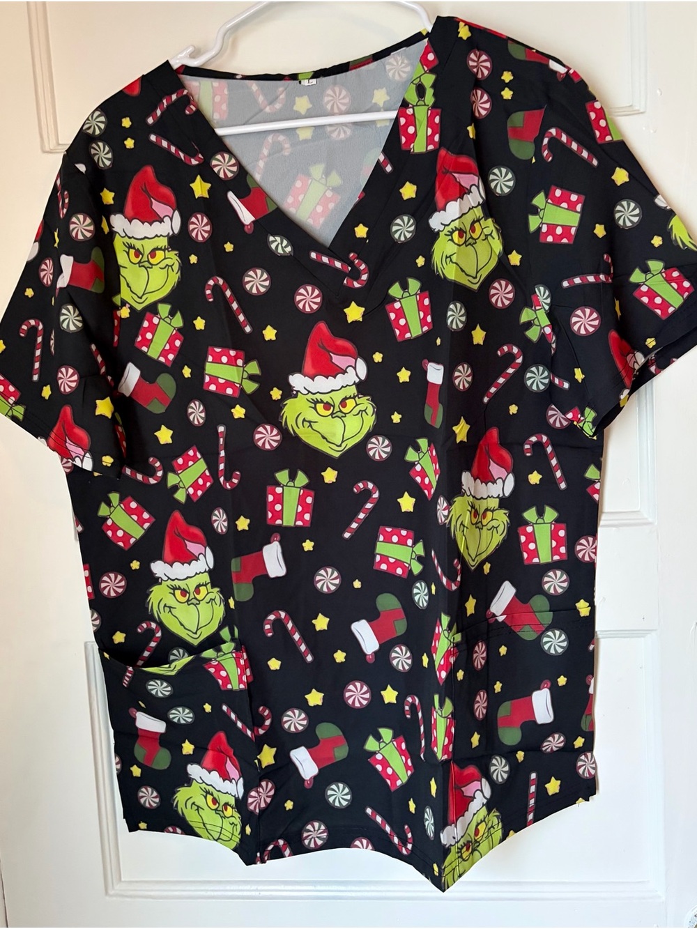 Holiday Grinch Black Scrub Top